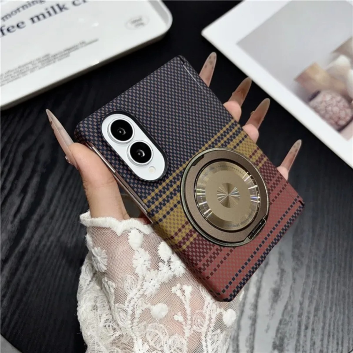 Taco Stand Holder - Support 360° en cuir et fibre